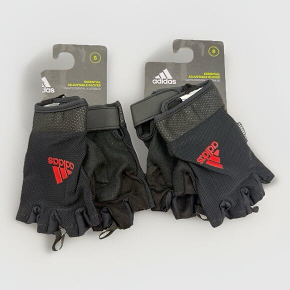 Adidas Aeroready Adjustable Essential Half-Finger Gloves RED Sz S Unisex 2 Lot - Picture 1 of 5